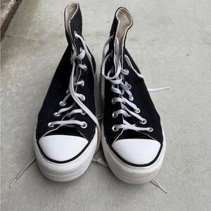 Converse Black and White Canvas platform sneakers